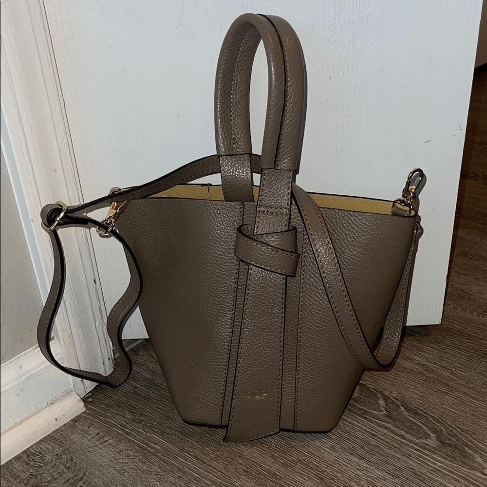 Elegant Brown Leather Tote Bag taupe leather made in Italy NLP